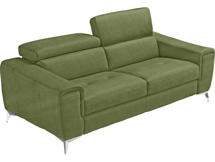 2,5-Sitzer EGOITALIANO Francine, Designsofa, Loungesofa, Breite 213 cm, Fussfarbe chrom , grün (kiwi), B:213cm H:100cm T:106cm, Sofas, 2 5-Sitzer, Designfuss, Luxus-Microfaser BLUSH, kiwi