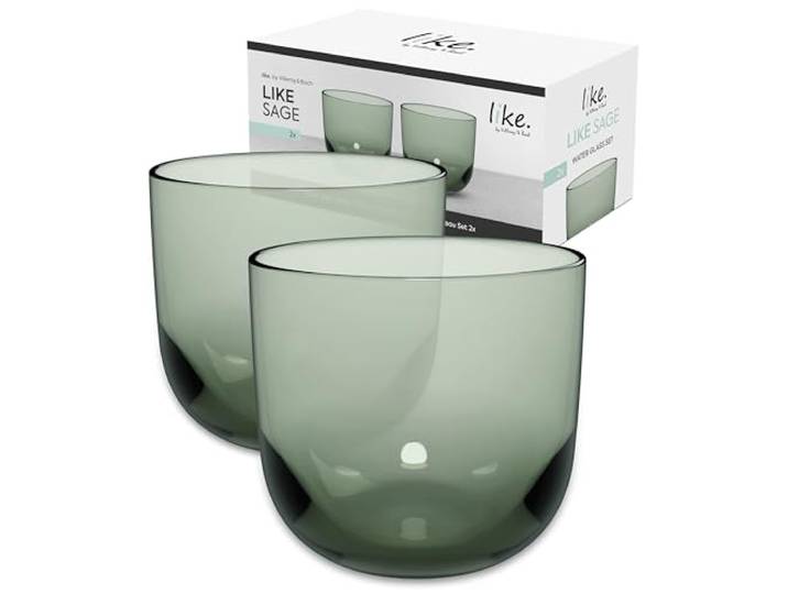 like. by Villeroy & Boch – Like Sage Verre À Eau\, Ensemble De 2 Pièces\, Verre Coloré Vert\, Contenance 280 Ml