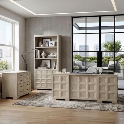 Furniture of America Durem Modern Tawny Brown Executive Desk with Bookcase and File Cabinet Set