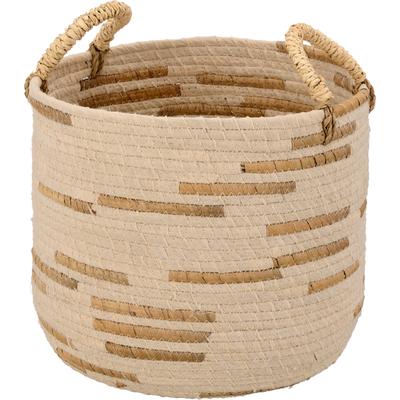 Dekokorb CREATIV HOME "Korb", braun, B:24cm H:20cm T:24cm, Baumwolle, Geflecht Seegras, Aufbewahrungsboxen, mit Griffen