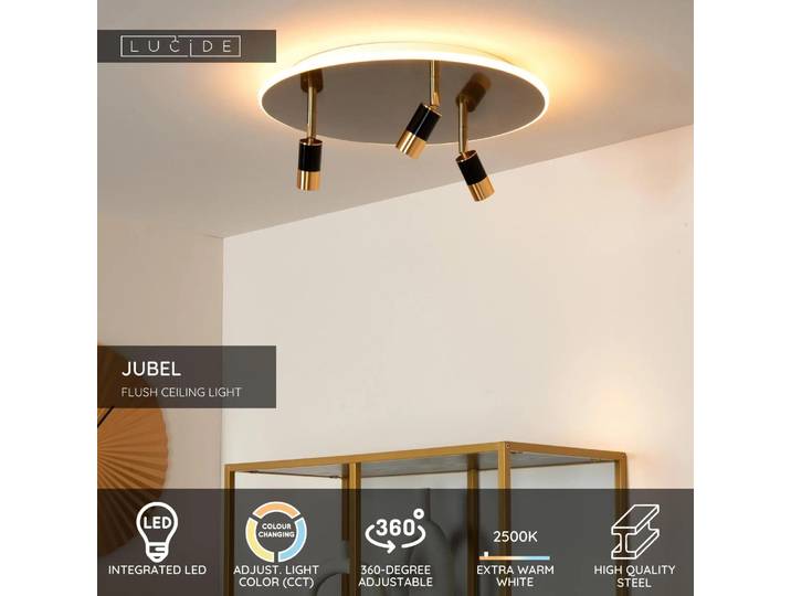 JUBEL – Pendelleuchte – Durchmesser 48 cm – LED – Farbtemperatur einstellbar – 2500K/3000K – Mattgold / Messing