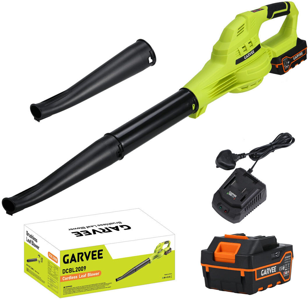 ZACOO 20V Electric Cordless Leaf Blower with 4Ah Battery and Fast Charger, 33m/s Air Velocity, Green Outdoor Garden Cleaning Tool Green 17.8cm H X 43.8cm L X 21.3cm D