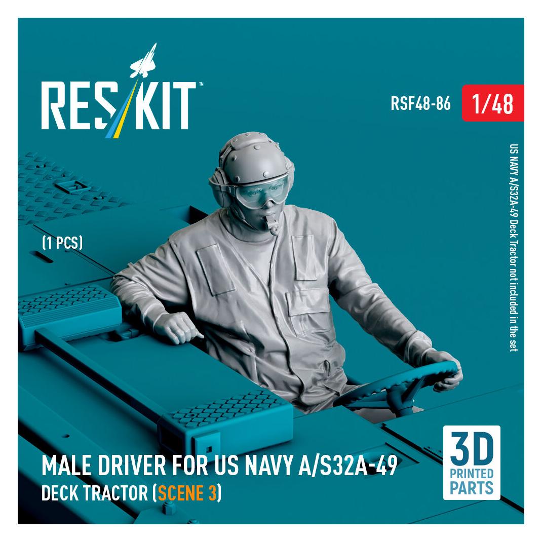 ResKit Male driver for US NAVY A/S32A-49 Deck Tractor (scene 3) (1 pcs) (3D Printed) (RSF48-0086)