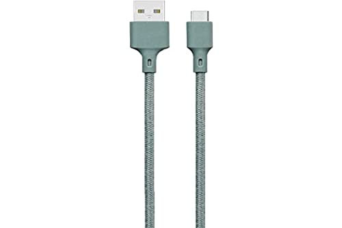 JUST GREEN USB A naar Micro USB kabel van katoen, 2 m, 2,1 A, Night Green
