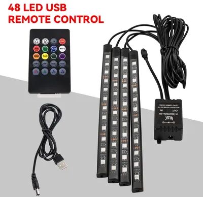 Smart Shopping Spot Wireless RGB LED Car Interior Ambient Foot Light With Music & App Control 48led Remote Usb