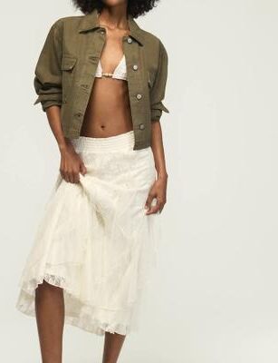 Lucky Brand Festival Lace Midi Skirt - Women's Midi Skirts in Cream, Size 2XL