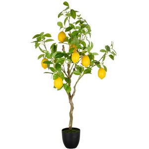 Creativ-green Kunstpflanze Zitronenbaum, Kunstbaum im Topf mit Kunststoffstamm, Höhe 115 cm