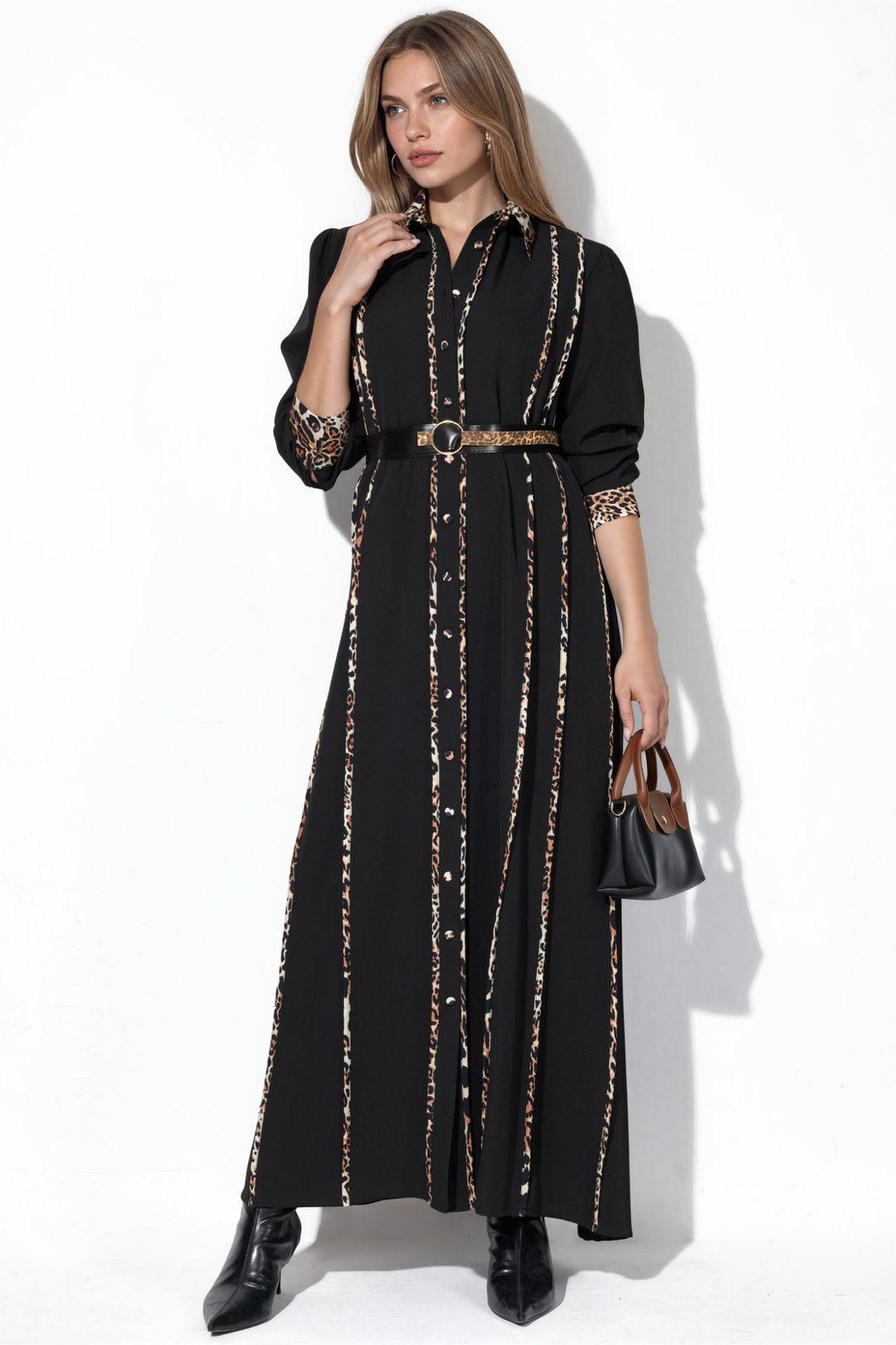 Leren Maxi Shirtjurk met Luipaardprint