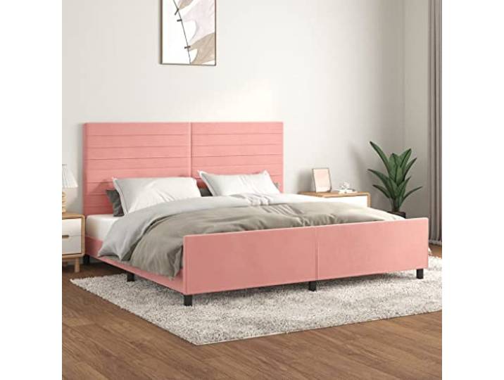 Samt Höhenverstellbar Bettgestell mit Kopfteil Stabil Rosa 200x200 cm Bettgestell mit Kopfteil Rosa 200x200 cm Samt Polsterbett Höhenverstellbar Stabil Luxus Doppelbett