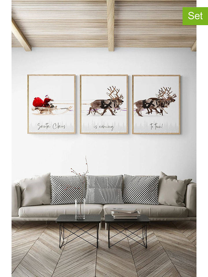 Wallity 3er-Set: Gerahmte Kunstdrucke - (L)48 x (B)33 cm - onesize