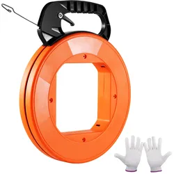 VEVOR Einziehband, 36 m x 3,1 mm, Kabel Einziehhilfe mit optimiertem Gehäuse & Griff, Einziehspirale Einziehdraht Tool, Drahteinziehwerkzeug für Wände & elektrische Leitungen, nicht leitfähig