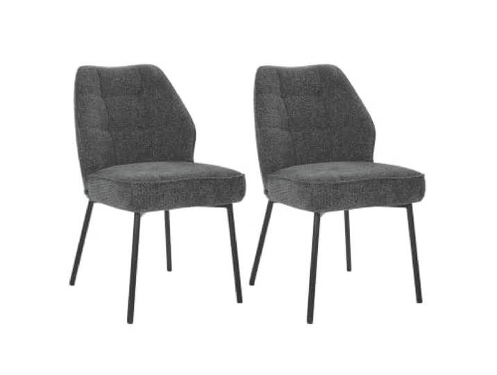 byLIVING Esszimmerstühle BJÖRN 2er-Set, Taschenfederkern, Bezug Anthrazit Attraktives Chenille Grobgewebe mit schwarzem Gestell im Maß B 48 x H 84 x T 62 cm, bequeme Sitzgelegenheit für die Küche