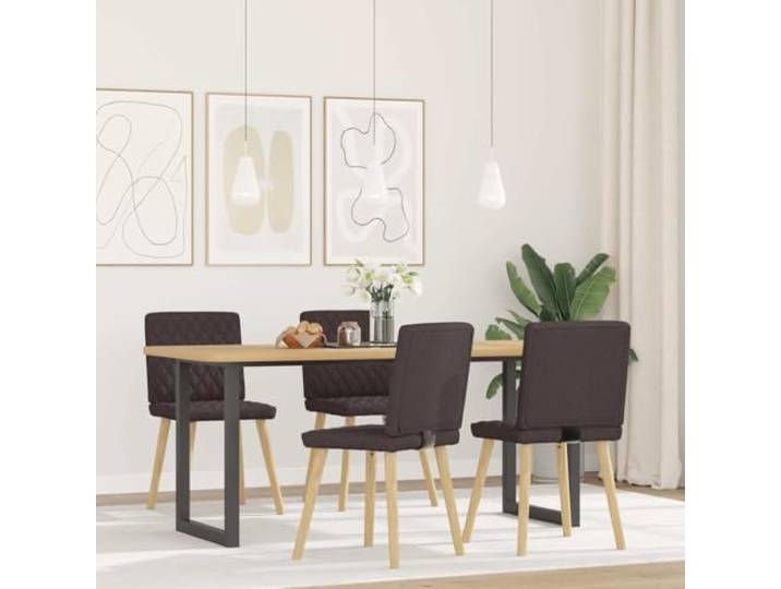 POUFGDR 4 Esszimmerstühle, dunkelbraun, Stoff Weiches Polyester, Rahmen aus Metall und Holz, dicker Schaumstoff, bequemer Sitz, Wohnzimmer, Gästezimmer