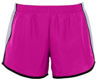 Augusta Sportswear 1265 Athletic Women's Pulse Shorts in Power Pink/White/Black size Large   Polyester