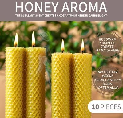 Uplifted Finds Natural Beeswax Candles Set 10 Pieces Handmade No Fragrance Natural Beeswax Candles Set 10 Pieces Handmade No Fragrance