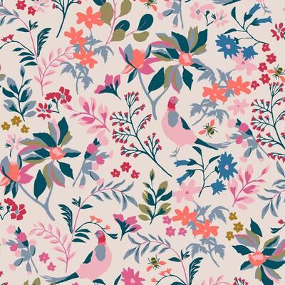 Joules Fields Edge Floral Antique Creme Wallpaper