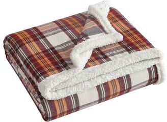 Eddie Bauer Brushed Flannel With Faux Shearling Reverse Throw Blanket (50X60 Inches)