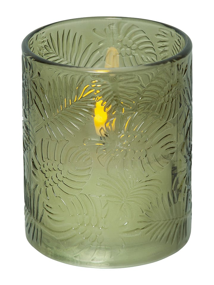 STAR Trading LED-Wachskerze "Flamme Leaf" in Grün - (H)12,5 cm - onesize