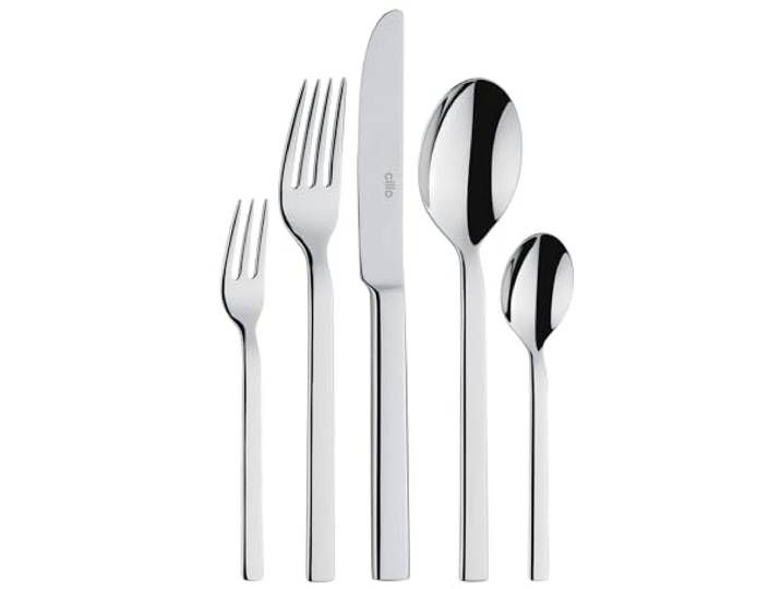 cilio Besteck-Set VENEZIA 30-teilig, Premium Edelstahl poliert mit zeitlosem Design, gerade Griffe für erlesene Tafelkultur, inklusive Geschenkverpackung, ideale Geschenkidee