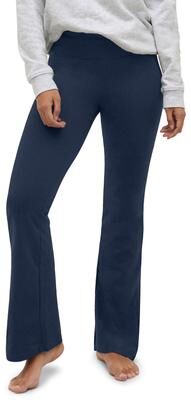 Plus Size Women's Cotton Spandex Full Length Bootcut Flat Waistband Leggings by Ellos Studio in Navy (Size 10/12)
