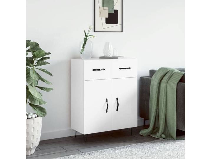Buffet Blanc brillant 69 5x34x90 cm Bois d'ingénierie 827974