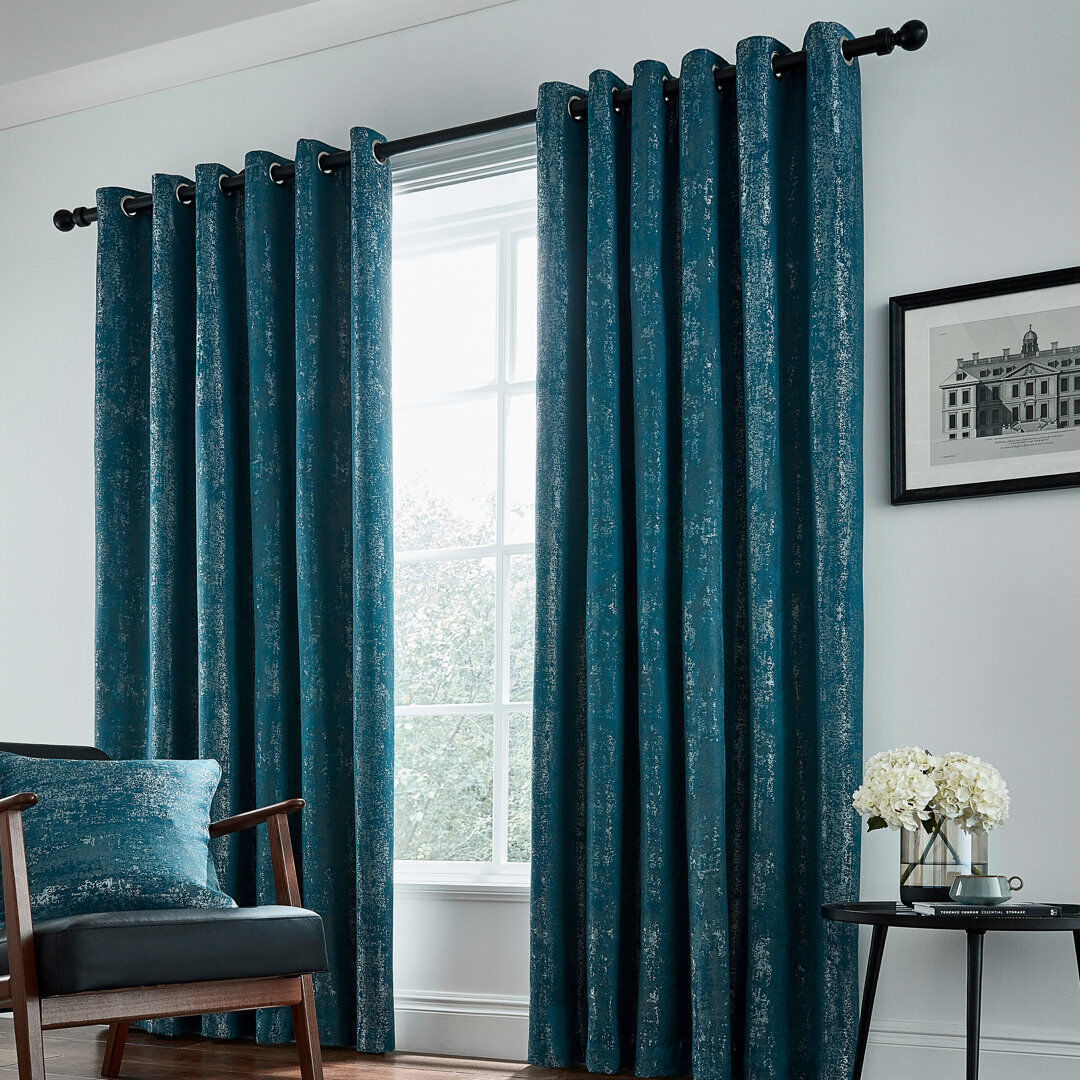 Helena Springfield Roma Eyelet Room Darkening Curtains Emerald 167cm Width x 228cm Drop