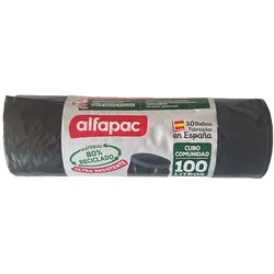 Alfapac - Pack mit 90 Rollen von 10 Müllbeuteln 'Gemeinschaftseimer' 84x105cm, 100L (insgesamt 900 Müllbeutel)