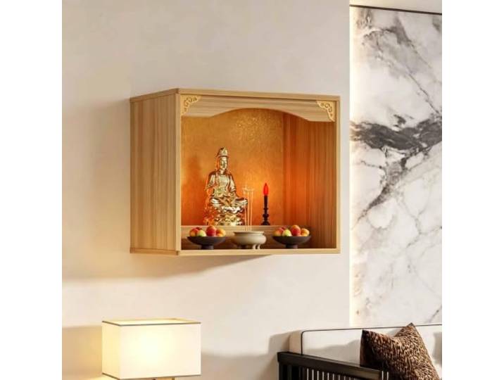 Wandaltar Schrein Offering Tisch, Buddha Altar Tisch Mit Türen,Chinesischer Meditationstisch, Buddhistisches Regal Für Figuren，for Buddha-Statuen, Kerzendosen, Räuchergefäße, Opfergaben