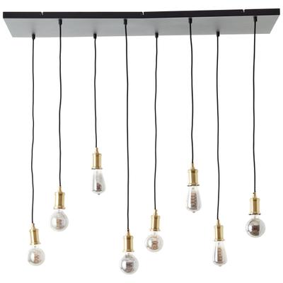 BRILLIANT Pendelleuchte "Darcia", schwarz, 8, 1 Stk., Leuchten, 133 x 35 x 110 cm, 8 x E27, kürzbar, Metall, messingfarben/schwarz, Pendelleuchte