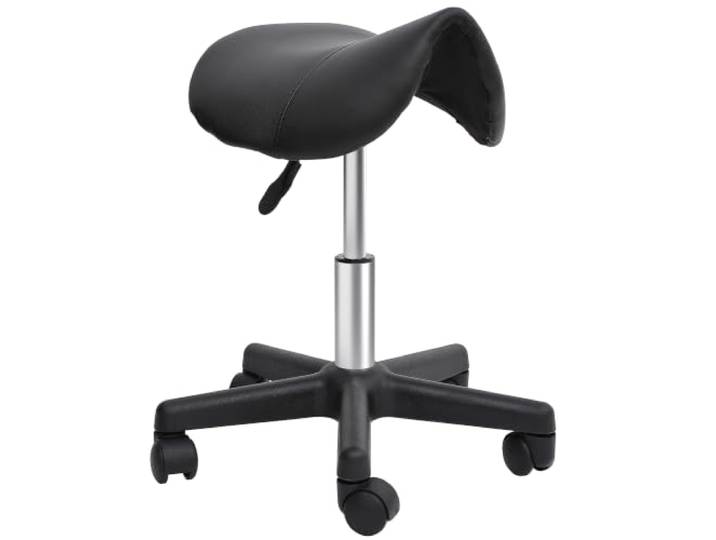 HOMCOM Rolhocker Hoogteverstelbaar Met Wieltjes 35x38x43-55H cm Zwart
