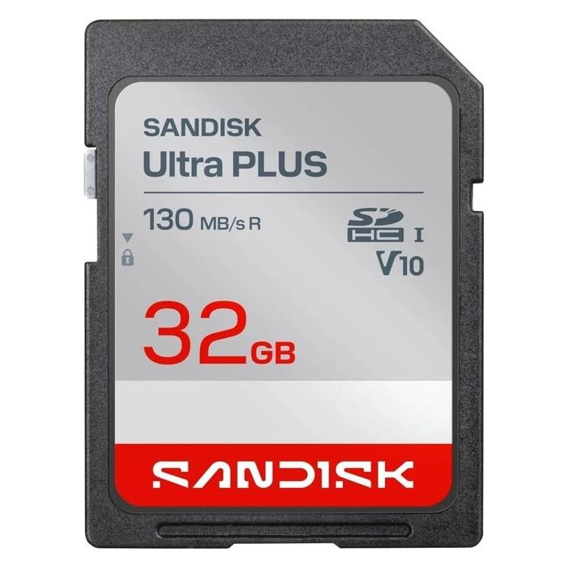 Sandisk SDHC Ultra PLUS 32GB (UHS-I,V10, U1, C10 (R130MB/s), HD) (32 GB, SDHC, U1, UHS-I) (SDSDUB3-032G-GN6IN)