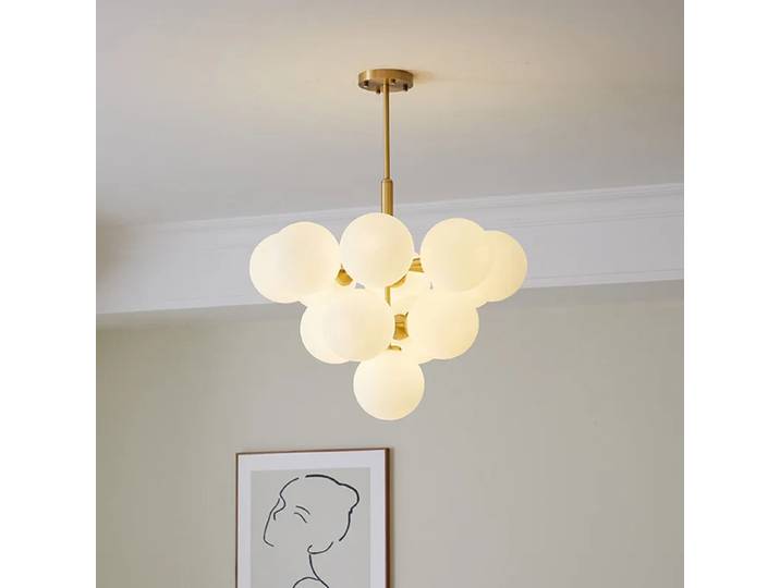 Boule de verre blanche nordique pendentif LED lumières décor minimaliste pour salon salle à manger cuisine chambre lustre luminaire