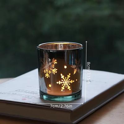 Inspired Finds Mini Christmas Tree & Elk Glass Candle Holder Festive Snowflake Candle Cup For Holiday Decor snowflake