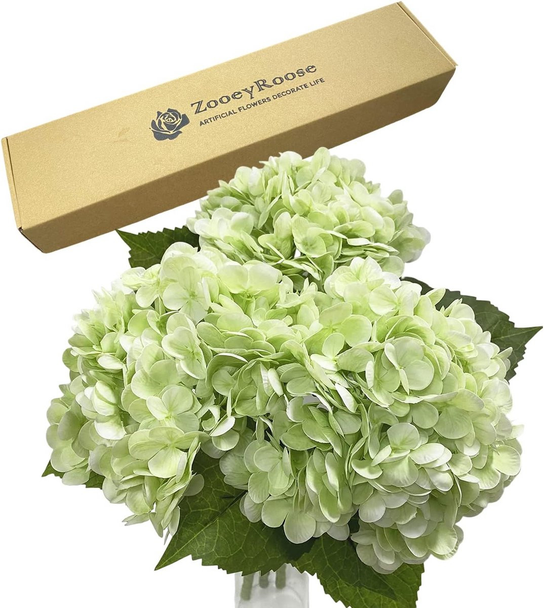 3 stuks Groene Hortensia Kunstmatige Bloemen voor Bruiloft en Thuisdecoratie