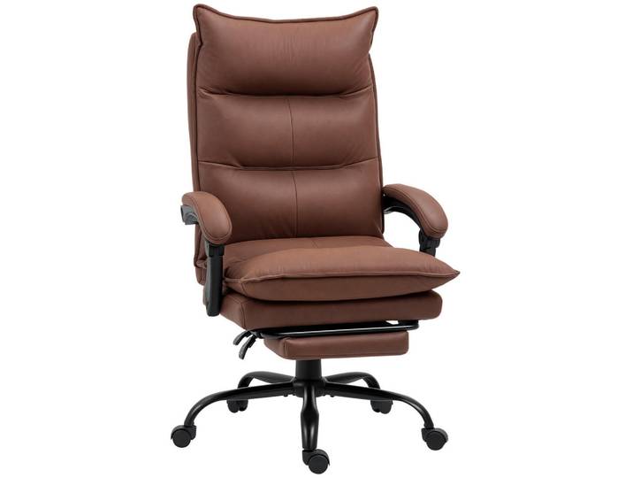 Vinsetto Massage-Bürostuhl, Mikrofaser, Braun, Kunststoff, 74x121.5x66 cm, Büromöbel, Bürostühle, Drehstuhl