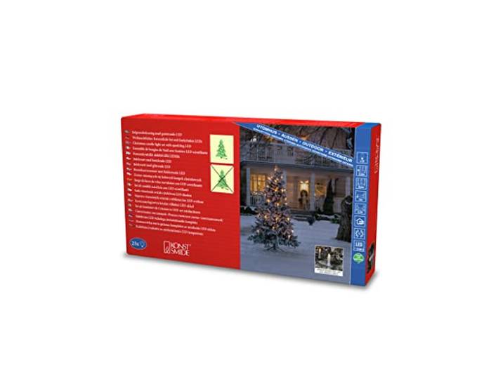 Konstsmide LED Baumkette, Topbirnen, One String , 25 funkelnde bernsteinfarbene Dioden, 4,5V, Außen (IP44), grünes Kabel - 1150-020