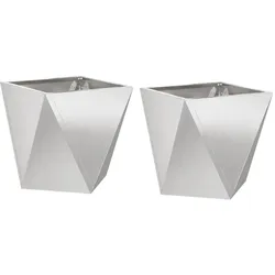 Helloshop26 - 2er-Set moderne Pflanzkübel für den Außenbereich 30 x 30 x 30 cm mit schlichtem Design aus Edelstahl silber