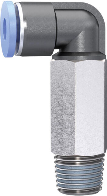Riegler Raccord coudé L « Série Bleue » mini, long, pivotant, R 1/8, 128.018-6M (128.018-6M)