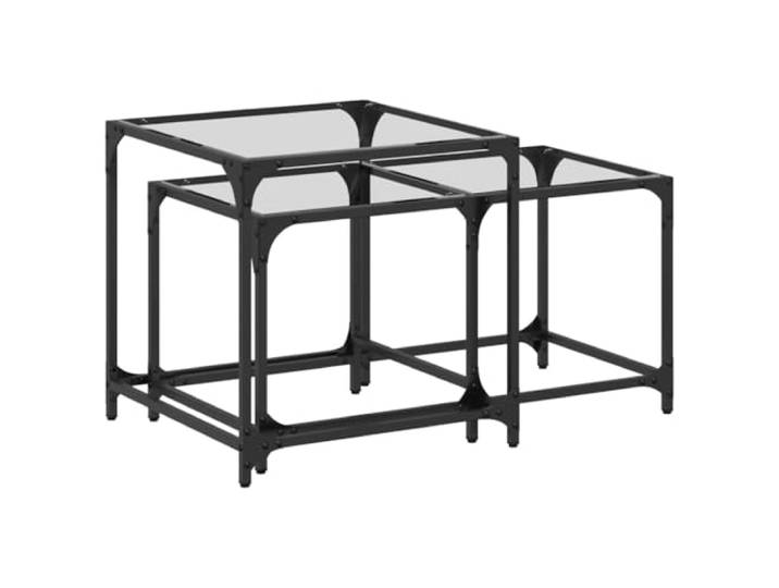 Couchtische zum Aufschieben 2 St. Glasplatte und Stahl Couchtisch, Beistelltisch, Glasplatte, Stahlrahmen, Wohnzimmer, Snacks, Getränke, Dekorationen