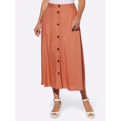A-Linien-Rock CLASSIC BASICS, Damen, Gr. 48, orange (papaya), 100% Viskose, unifarben, wadenlang, Röcke A-Linien-Rock