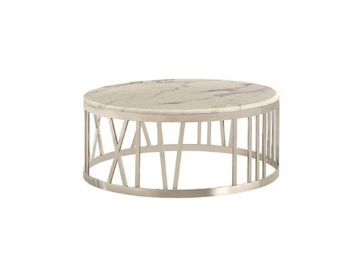 alesvelt Couchtisch Edler runder Couchtisch mit Marmor-Optik – 100 x 42 cm