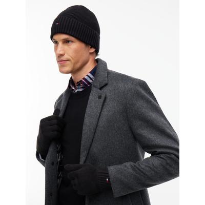 Beanie TOMMY HILFIGER "TH FLAG BEANIE AND GLOVES", Herren, schwarz, Strick, Baumwollmischung, Mützen Beanie, mit Kaschmiranteil, in Geschenkbox