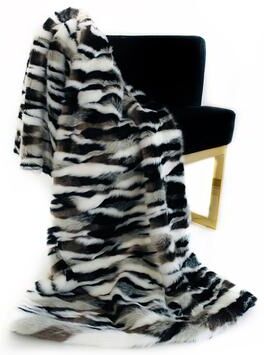Plutus Brands Plutus Black, White Zebra Faux Fur Luxury Throw Blanket