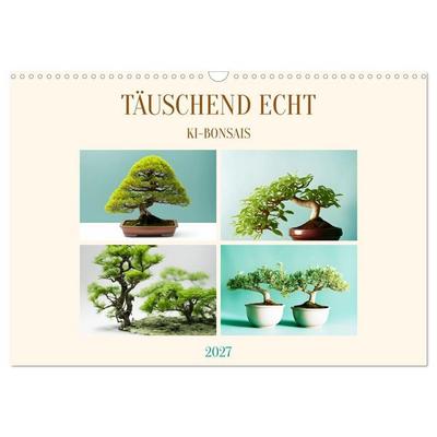 Täuschend echt KI-Bonsais (Wandkalender 2027 DIN A3 quer), CALVENDO Monatskalender