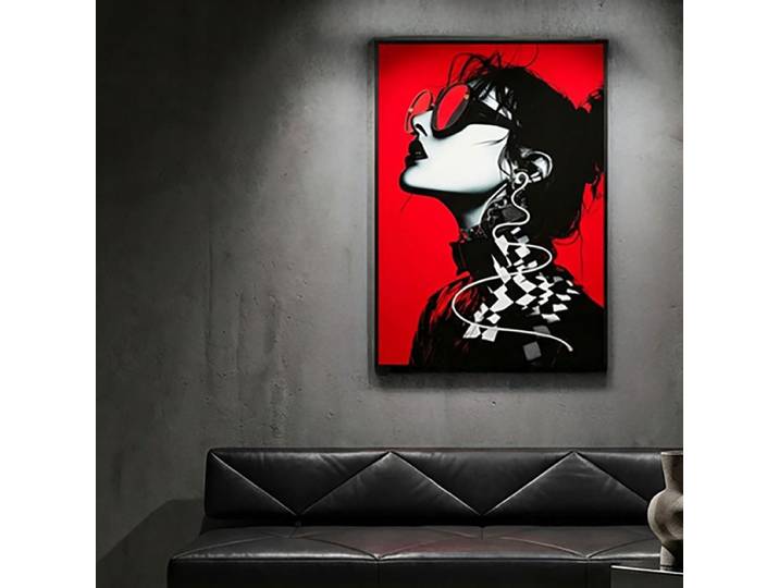 Tableau impression sur toile LED femme lunettes de profil 60x90 cm Emi