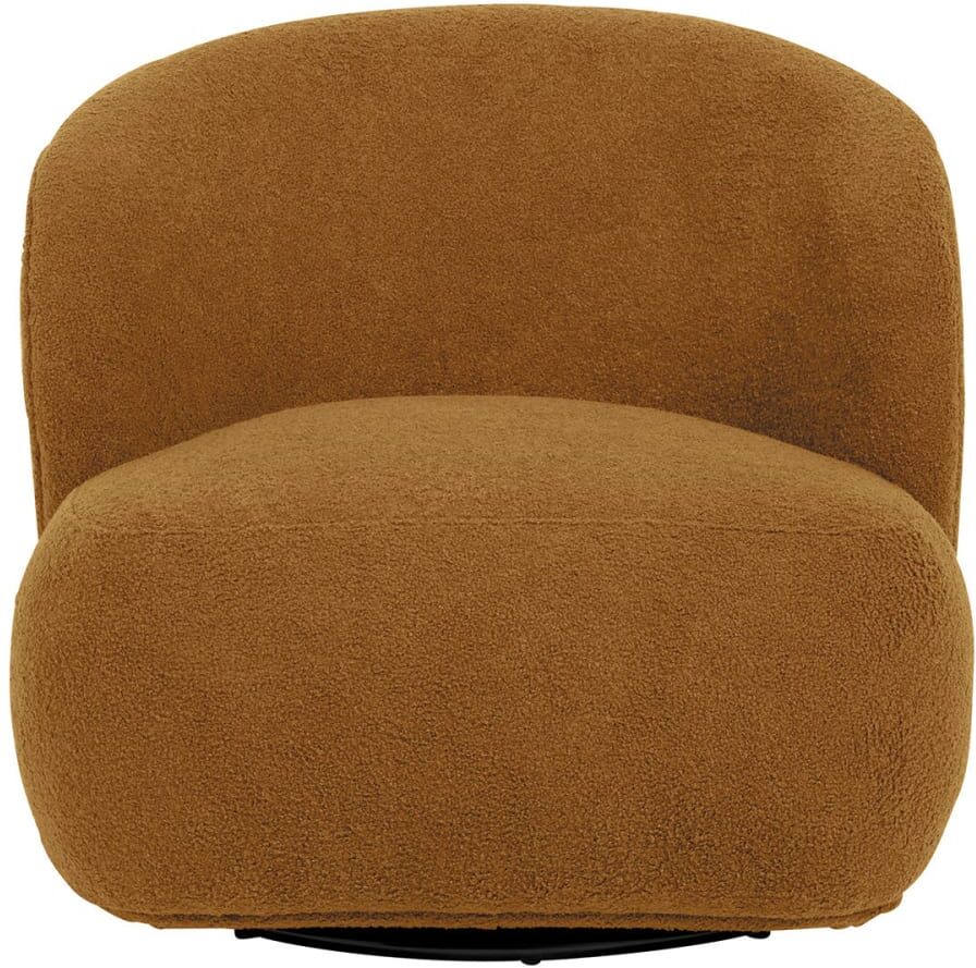 Blanc d Ivoire Fauteuil tournant LISETTE bouclette - curry Jaune 77x73x80cm
