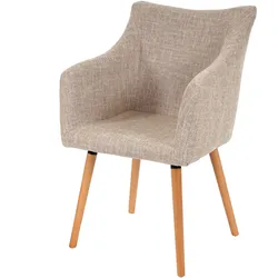 Esszimmerstuhl Vaasa T382, Stuhl Küchenstuhl, Retro 50er Jahre Design ~ Textil, creme/grau