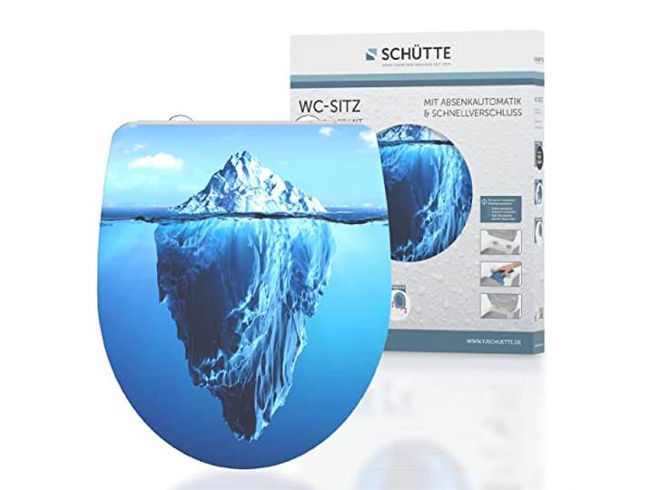 SCHÜTTE ICEBERG WC-bril met softclosemechanisme en snelsluiting van duroplast, toiletdeksel met 175 kg belastbaarheid, toiletbril met bril, wc-deksel voor toilet, wc-bril met motief