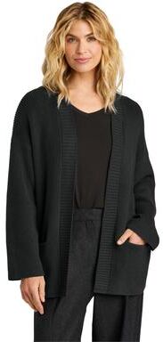 Mercer+Mettle MM3021 Women's Open Cardi in Deep Black size 4XL   Cotton/Nylon Blend