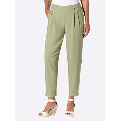 Bundfaltenhose INSPIRATIONEN, Damen, Gr. 38, Normalgrößen, grün (schilf), 94% Polyester, 6% Elasthan, Hosen